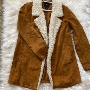 Forever 21 Camel Brown Suede Shearling Jacket